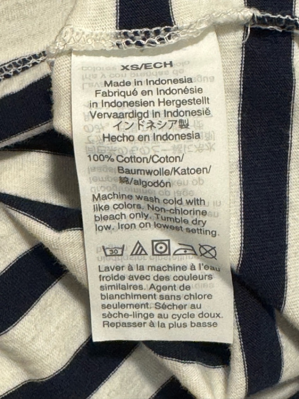 Madewell 100% Cotton Northside Long Sleeve Tee in Stripe Navy & White - XS - Picture 10 of 11